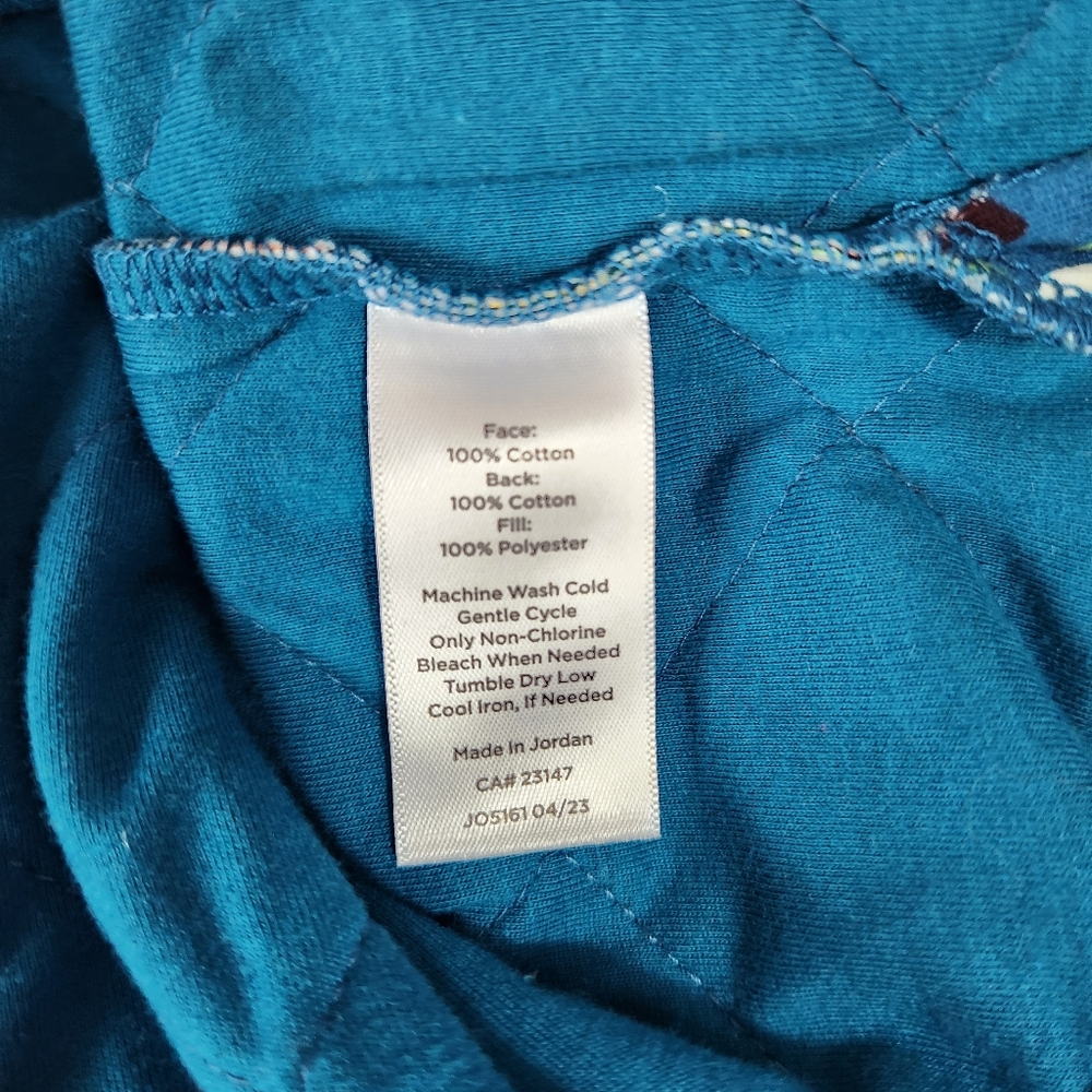 Talbots Quilted Top Woodland Animals Pullover Blue Cottage Core Large - Picture 8 of 9